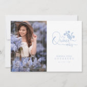 Invitation Quinceañera Spanish Blue Floral Wreath Photo (Devant)