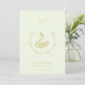 Invitation Quinceañera Spanish Yellow & Gold Romantic Swan (Debout devant)