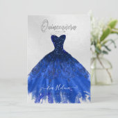 Invitation Quinceañera, Sparkle Gown, Navy Blue (Debout devant)