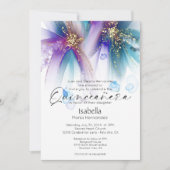 Invitation Quinceanera | Striking Turquoise Purple Abstrait (Devant)
