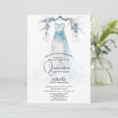 Invitation Quinceañera | Superbe gown floral bleu (Debout devant)