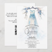 Invitation Quinceañera | Superbe gown floral bleu (Devant / Derrière)