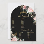 Invitation Quinceañera Sweet 16 Black Rose Floral Arch Or (Dos)