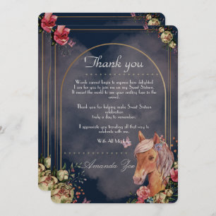 Invitation Quinceañera/Sweet 16 Cheval design Merci Note