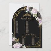 Invitation Quinceañera Sweet 16 Noir violet Arc Floral Or (Dos)