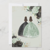 Invitation Quinceañera Sweet 16 Sage Vert Black Floral Twins (Dos)