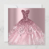 Invitation Quinceanera Sweet 16e Anniversaire Robe Rose (Dos)