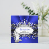 Invitation QUINCEANERA talons hauts Royal Blue Diamond Tiara (Debout devant)