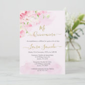 Invitation Quinceañera tema color rosa (Debout devant)