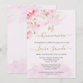 Invitation Quinceañera tema color rosa (Devant / Derrière)