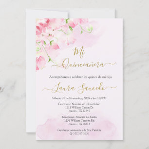Invitation Quinceañera tema color rosa