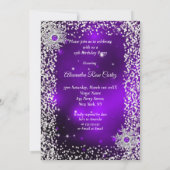 Invitation Quinceanera Tiara Robe violet hiver Snowflake (Dos)