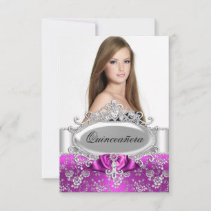 Invitation Quinceanera Tiara Rose et Fleurs