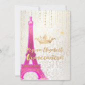 Invitation Quinceanera/Tour Eiffel/Princesse Parisienne/Viole (Devant)
