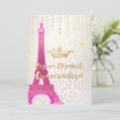 Invitation Quinceanera/Tour Eiffel/Princesse Parisienne/Viole (Debout devant)