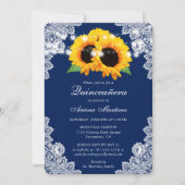 Invitation Quinceañera Tournesol Bleu Marine (Devant)