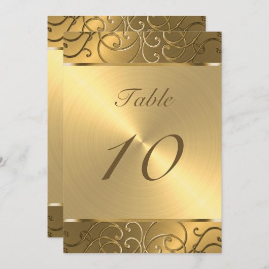 Invitation Quinceanera Toute Gold Filigree Swirl bordure (Devant / Derrière)