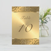 Invitation Quinceanera Toute Gold Filigree Swirl bordure (Debout devant)