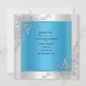Invitation Quinceanera Turquoise 15e anniversaire Silver Tiar (Dos)