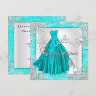 Invitation Quinceanera turquoise 15ème Elite Élégante fête d'
