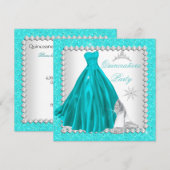 Invitation Quinceanera turquoise 15ème fête d'anniversaire du (Devant / Derrière)