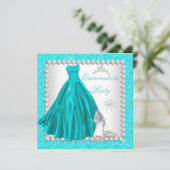Invitation Quinceanera turquoise 15ème fête d'anniversaire du (Debout devant)