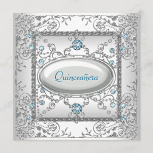Invitation Quinceanera Turquoise Blanc