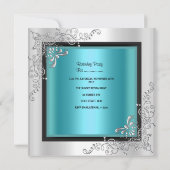 Invitation Quinceanera Turquoise Bleu Argent Tiara Tour Eiffe (Dos)