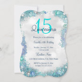Invitation Quinceanera Turquoise Bleu Blanc Océan Ciel Annive (Devant)