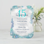 Invitation Quinceanera Turquoise Bleu Blanc Océan Ciel Annive (Debout devant)