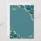 Invitation Quinceañera Turquoise Bleu Vert Floral Papillons (Dos)