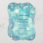Invitation Quinceanera Turquoise Blue Ocean Sky fête d'annive (Devant / Derrière)