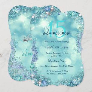 Invitation Quinceanera Turquoise Blue Ocean Sky fête d'annive