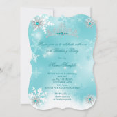 Invitation Quinceanera Turquoise Blue Pearl Flocon de neige 1 (Dos)