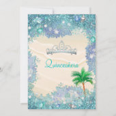 Invitation Quinceanera Turquoise Blue Sand Ocean Beach Annive (Dos)