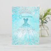 Invitation Quinceanera Turquoise Blue Tiara robe hiver Annive (Debout devant)