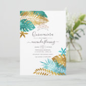 Invitation Quinceañera turquoise et Gold Tropical (Debout devant)