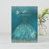 Invitation Quinceanera Turquoise Ombre Papillons Princesse Go (Debout devant)