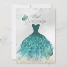 Quinceanera Turquoise Ombre Papillons Princesse Go