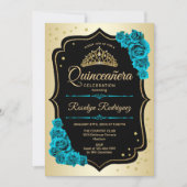 Invitation Quinceanera Turquoise or noir (Devant)