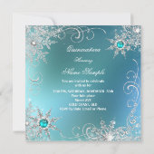 Invitation Quinceanera Turquoise Pearl Silver Winter Snowflak (Dos)
