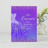 Invitation Quinceanera Ultra Violet Ombre Parties scintillant (Debout devant)