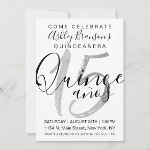 Invitation Quinceañera, une petite fille d'argent blanc