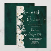 Invitation Quinceanera verte d'Emeraude (Devant / Derrière)