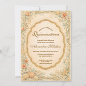 Invitation Quinceañera Vintage Côtière Coquillage (Devant)