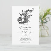 Invitation Quinceañera Vintage noire et blanche (Debout devant)