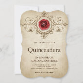 Invitation Quinceanera vintage Rose romantique (Devant)
