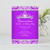 Invitation Quinceanera violet 15e anniversaire fête Tiara 2 (Debout devant)