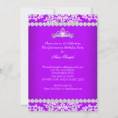 Invitation Quinceanera violet 15e anniversaire fête Tiara 2 (Dos)