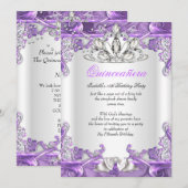 Invitation Quinceanera violet blanc 15e anniversaire fête (Devant / Derrière)